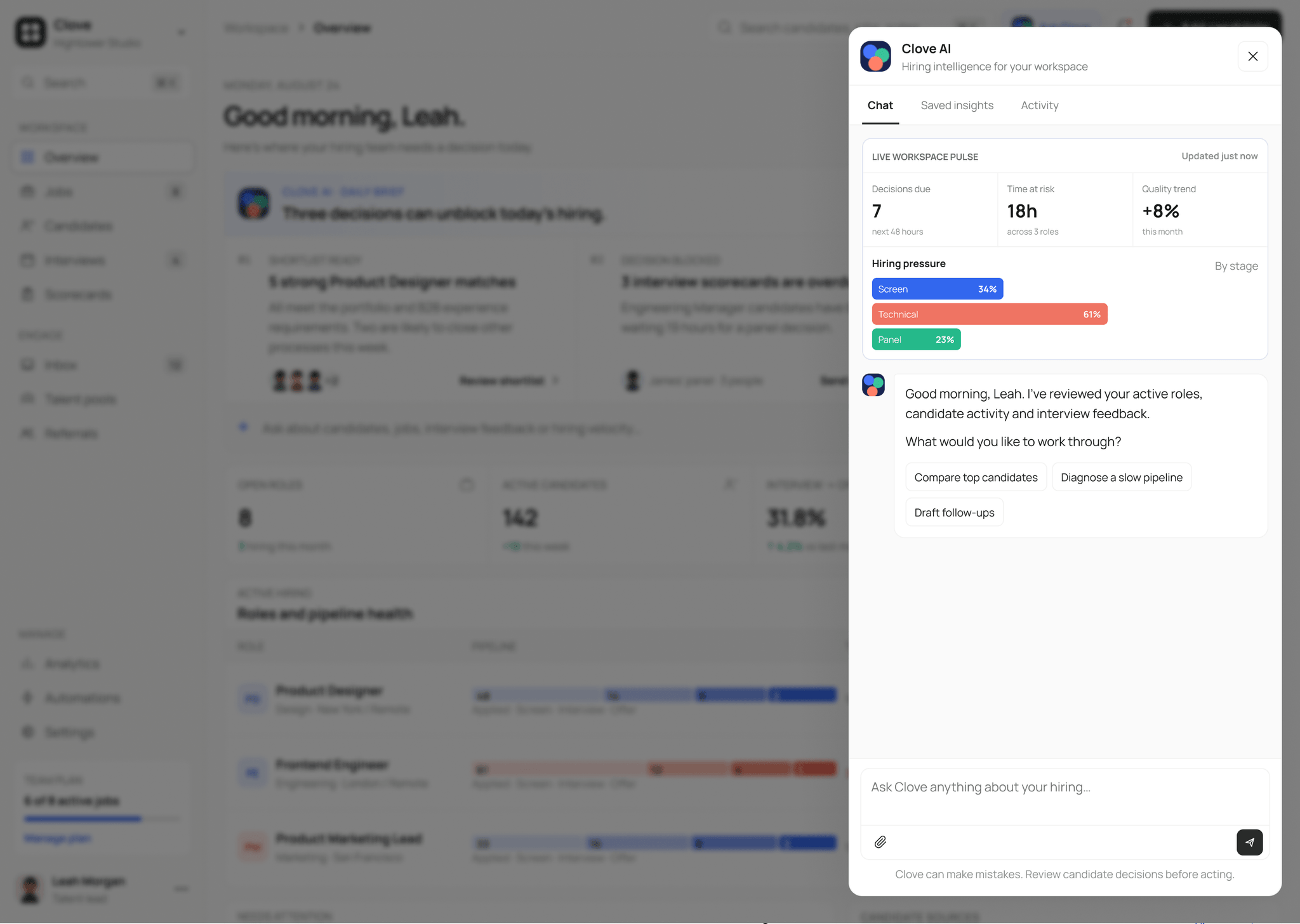 Live hiring signals give Clove AI useful context.