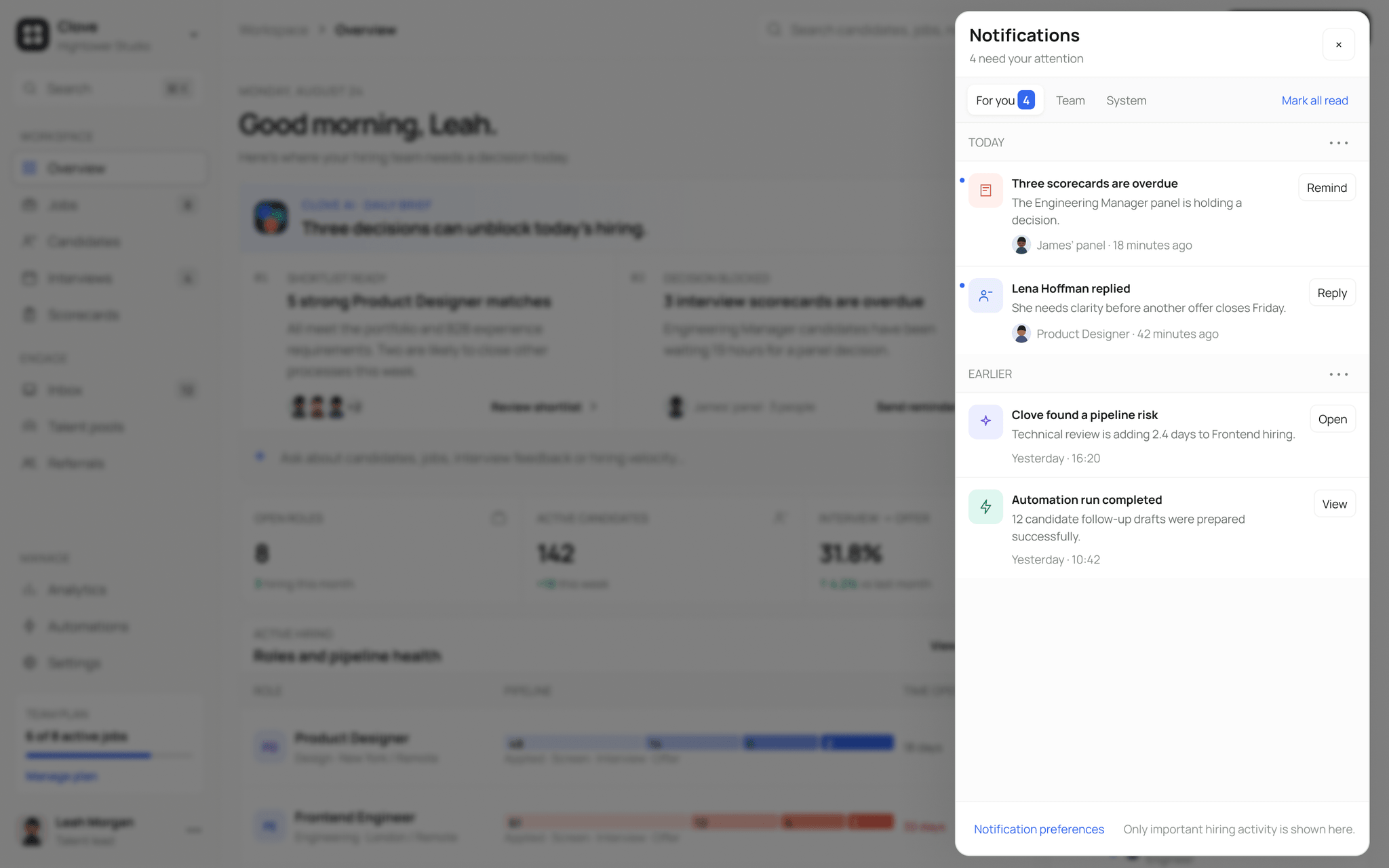 Important updates paired with the next action.