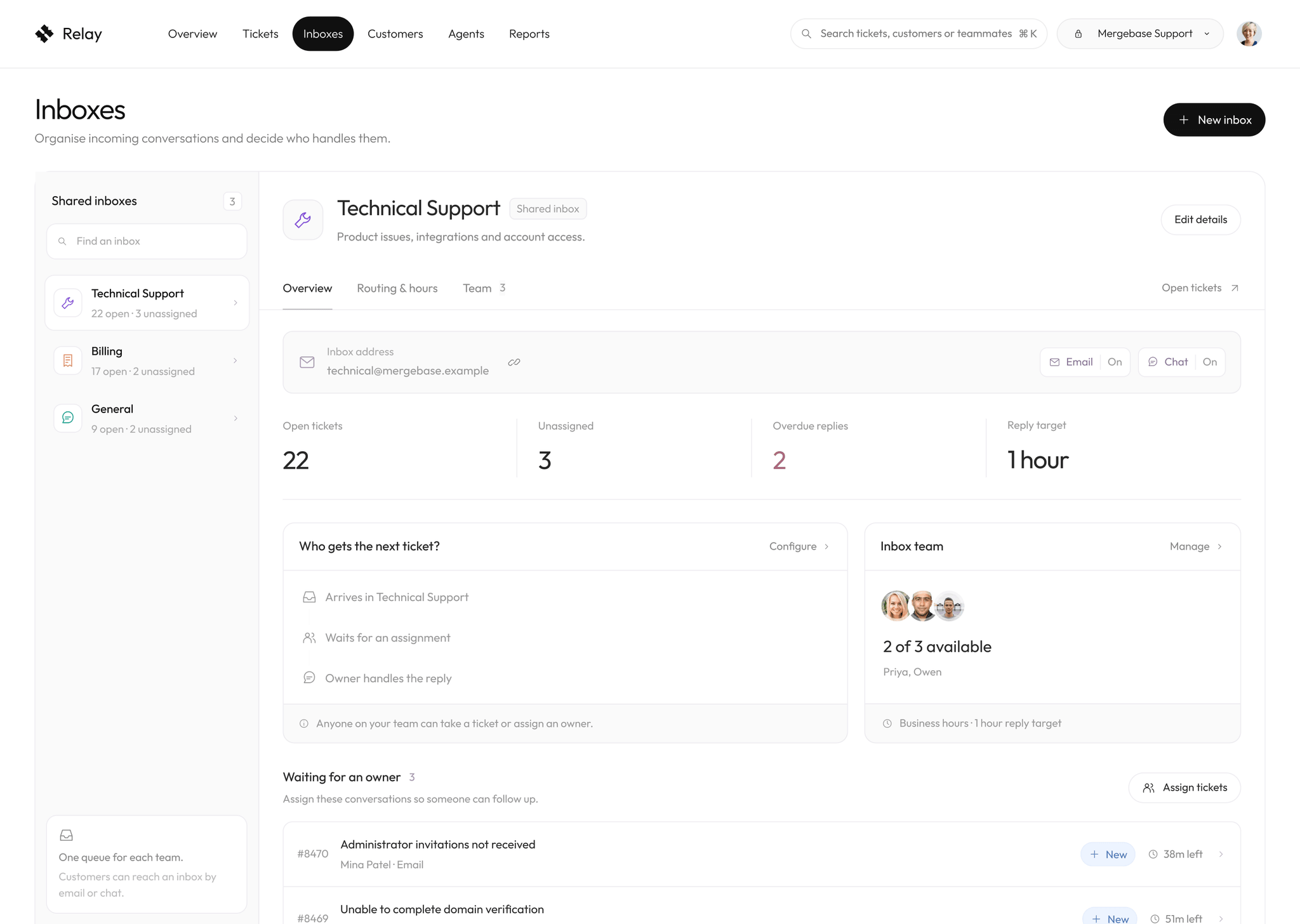 Relay shared inbox management