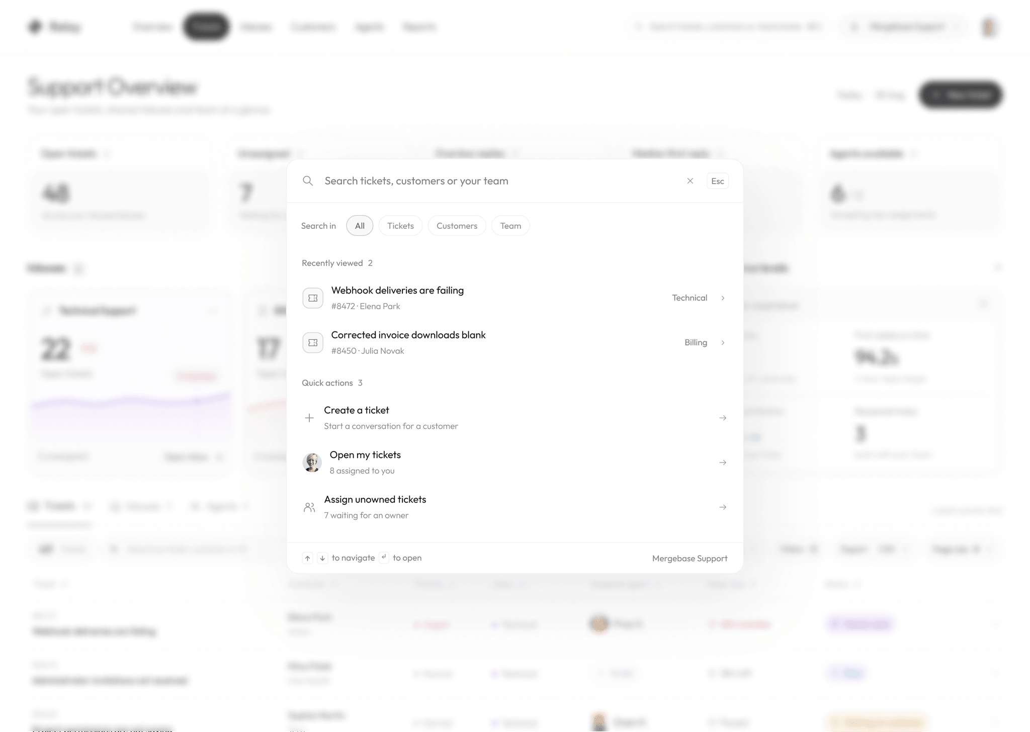 Relay global search overlay